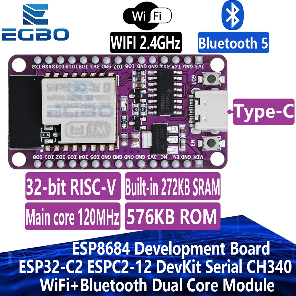 ESP8684 Development Board TYPE-C USB ESP32-C2 ESPC2-12 DevKit Serial CH340 WiFi+Bluetooth Dual Core Module For Arduino