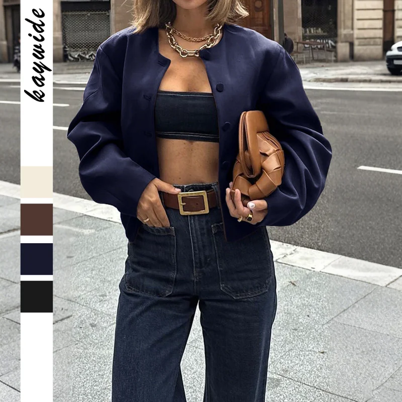 

Casual Vacation Solid Color Long-sleeved Vest Jacket for Women 2025 Autumn and Winter