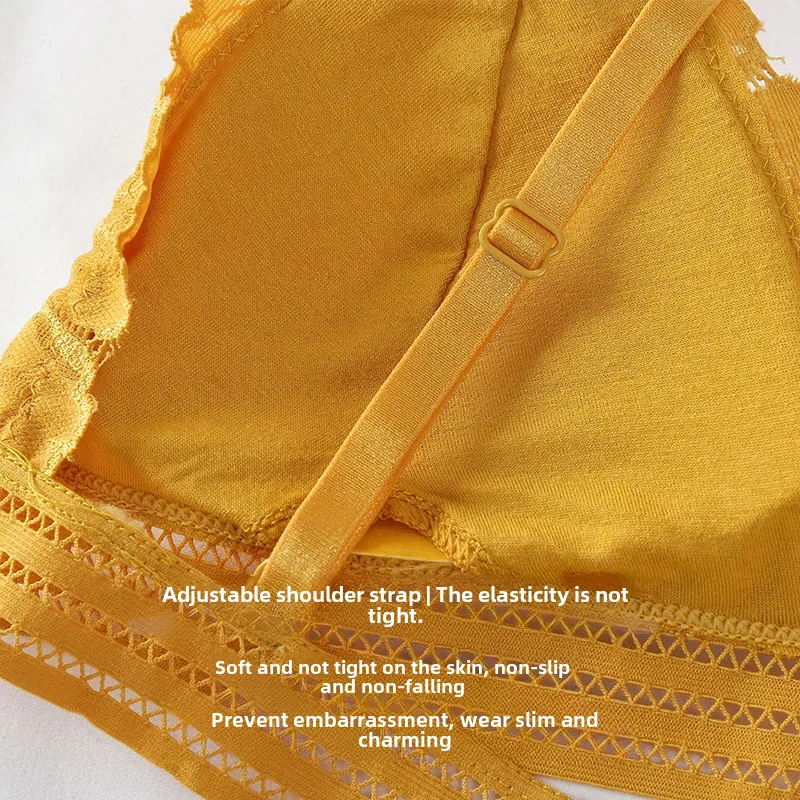 2022 french Lace Tube Top Women's No Steel Ring Gathering Sexy Beautiful Back Soft Breasted plaid Side Closure Wrapped Chest ...