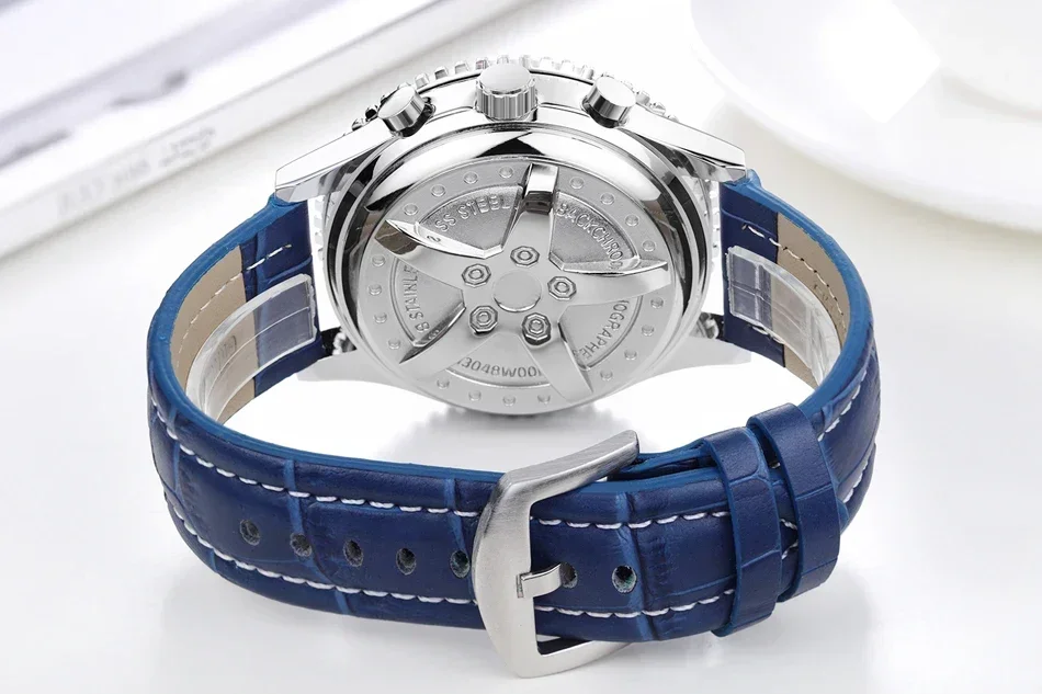 Automatic Mens Watch Self Wind Mechanical Movement Stainless Steel Black Brown Blue Leather Strap Sports Big 50mm Watches