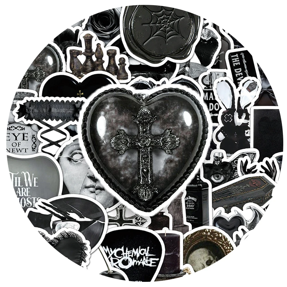 10/30/50pcs Dark Gothic Aesthetic Stickers Cartoon Ins Style Decals Waterproof DIY Skateboard Phone Notebook Cool Sticker Decor