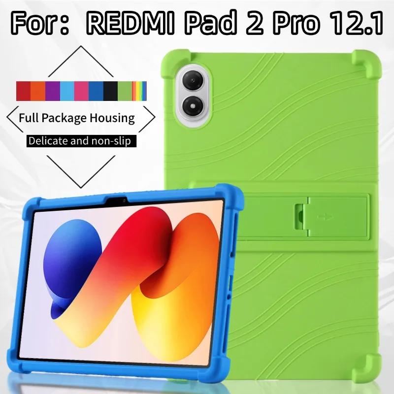 for Xiaomi Redmi Pad 2 Pad2 Pro 12.1 Inch 2025 Tablet Case Super Shockproof Soft Silicone Protective Case Stand Cover