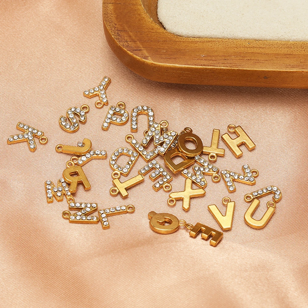 5Pcs Stainless Steel Zircon Letter Charms A-Z Alphabet Pendants for Earrings Necklace Making DIY Exquisite Jewelry Accessories image 6