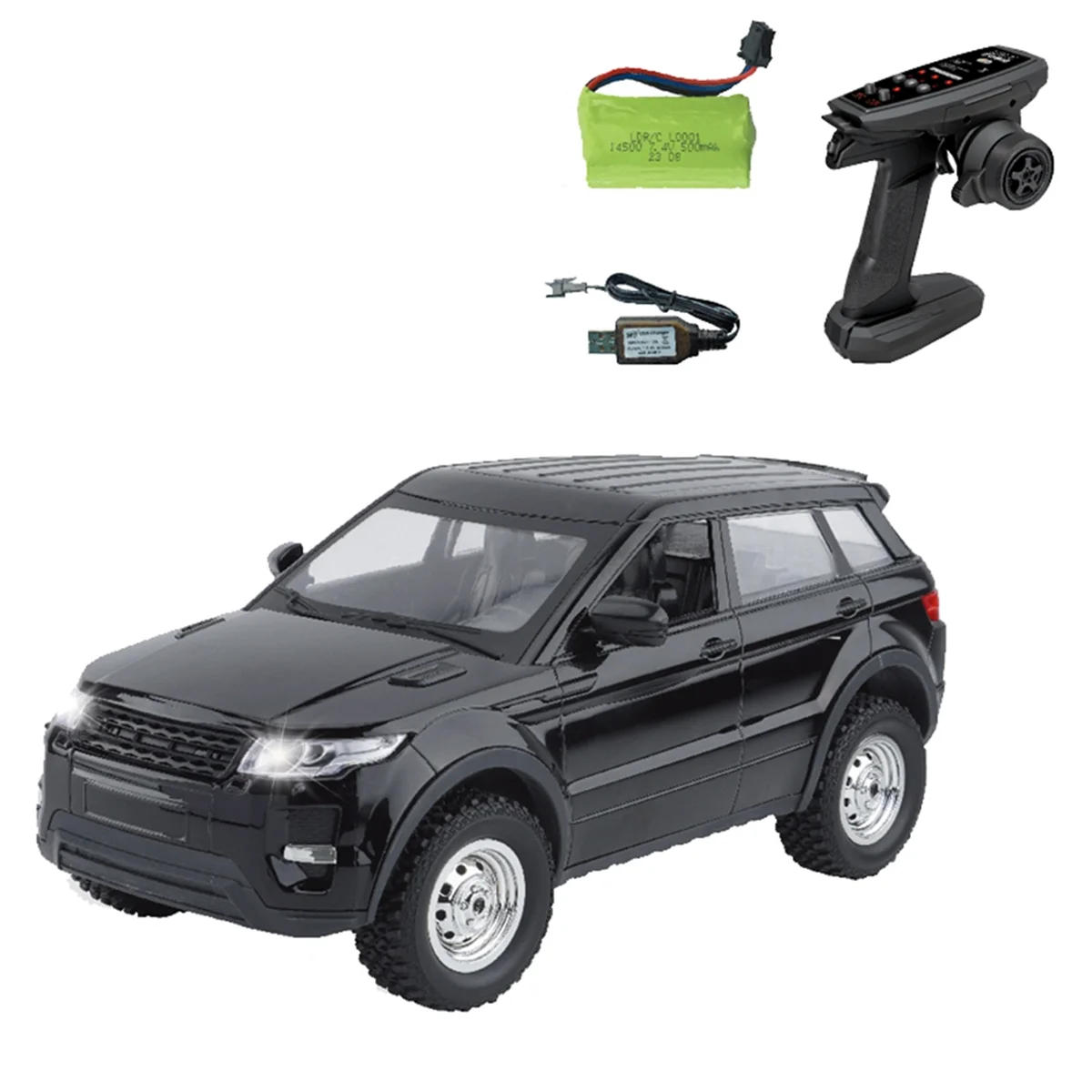 LDRC LD1299 1/14 RC Drift Car 2.4G 4WD RC Car with LED Lights Rechargeable Off-Road Truck Black