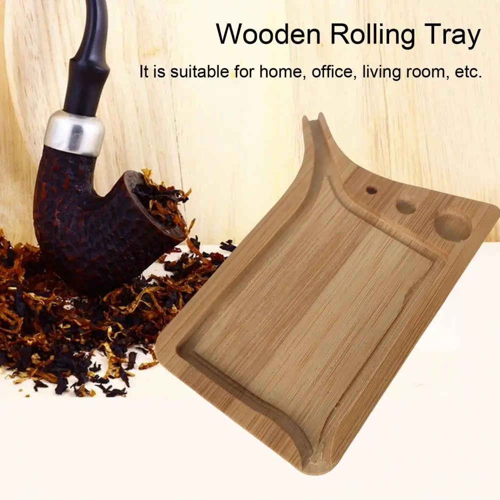 1 Set Wooden Rolling Tray Portable Pre Rolled Cones Tray With Brush Smooth Cone Loading Funnel Design Rolling Plate For Home