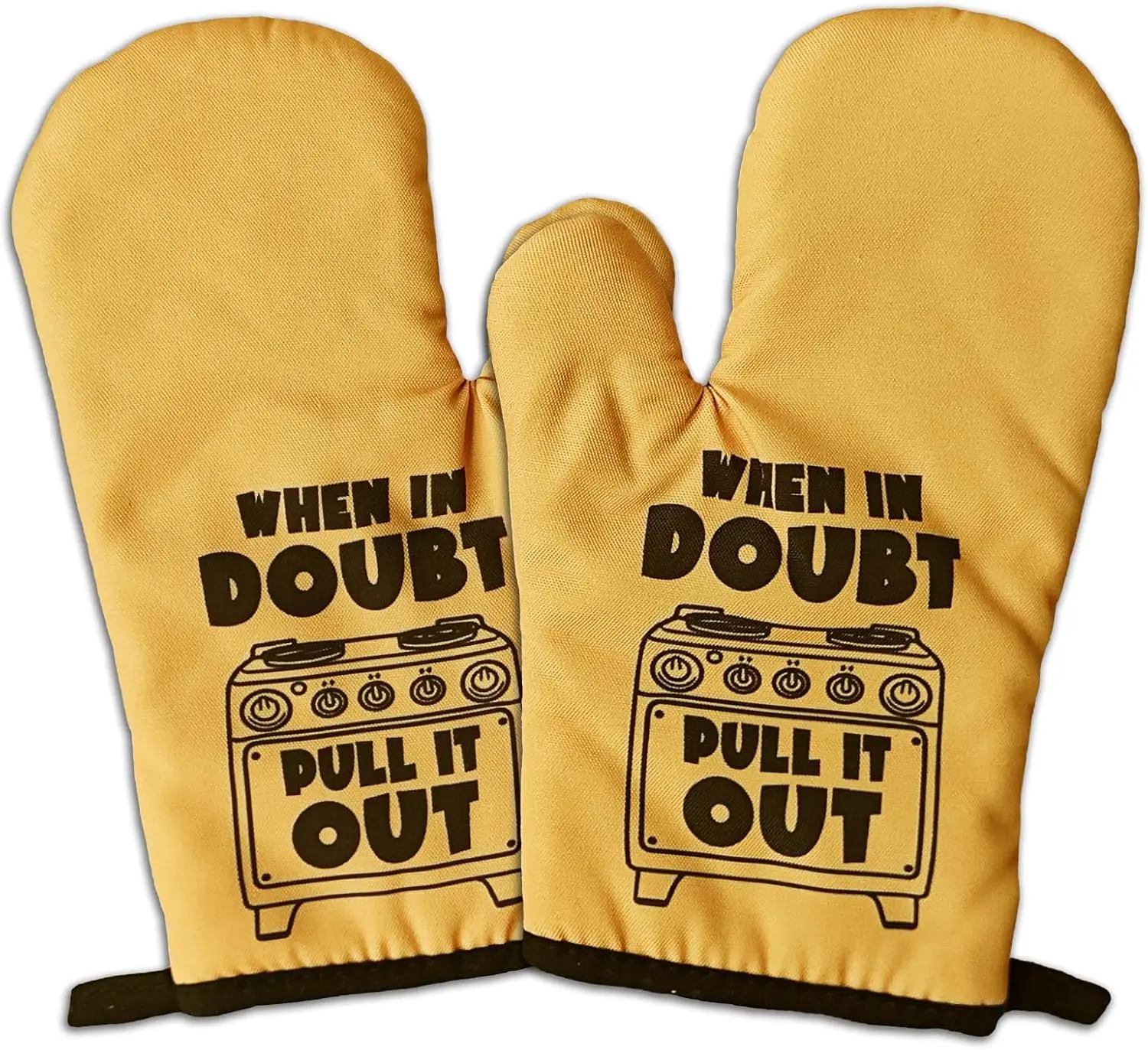 2 Pcs Funny Baking Oven Mitts When in Doubt Pull It Out Heat Resistant Kitchen Mitts Adult Humor Non-Slip Oven Mitts