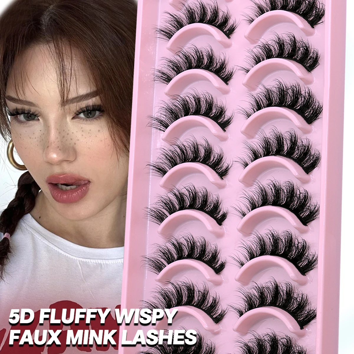 GROINNEYA 5/10 Pairs 3D Faux Mink Lashes Fluffy Soft Full Thick Wispy Natural long False Eyelashes Curly lashes wholesale lashes