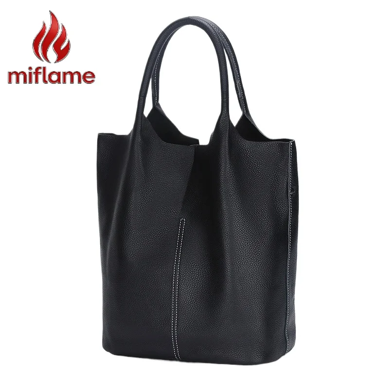 

Women's Genuine Leather Shoulder Tote Bag Large Capacity Bucket Style Trendy Casual Unique for Work Office
