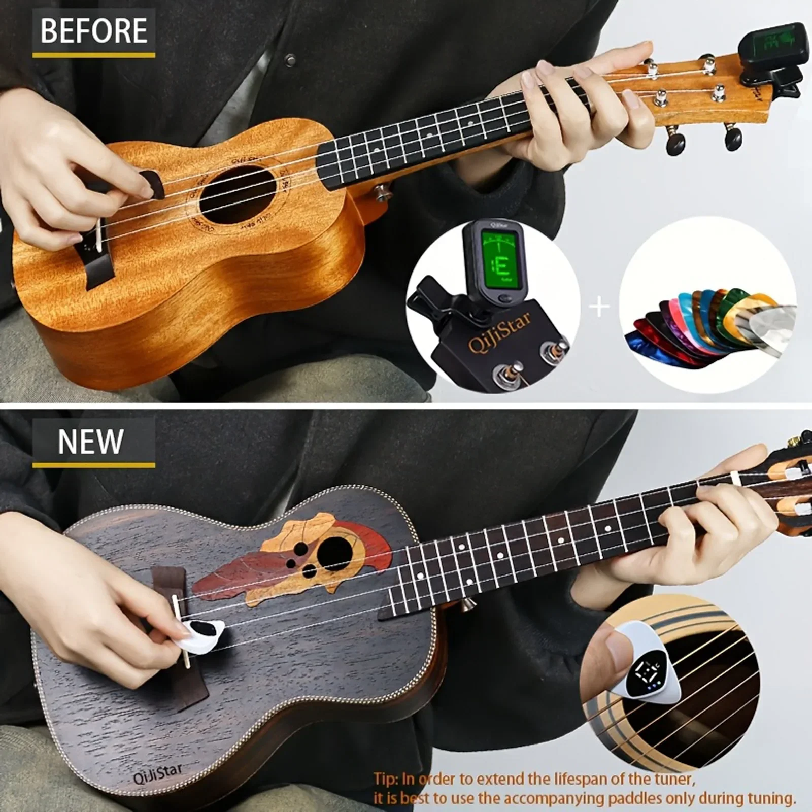 2-in-1 Guitar Pick & Tuner Portable Multi-Purpose Pitch Calibrator for Folk Guitars and Ukuleles 12-Tone Equal Temperament image 4