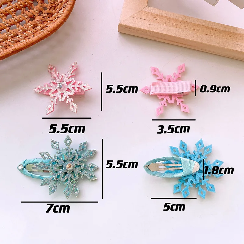 New Anime Disney Frozen Hairpin Kawaii Elsa Snowflake Hair Clip Cartoon Elsa Cosplay Hair Accessories Girl Children Gifts