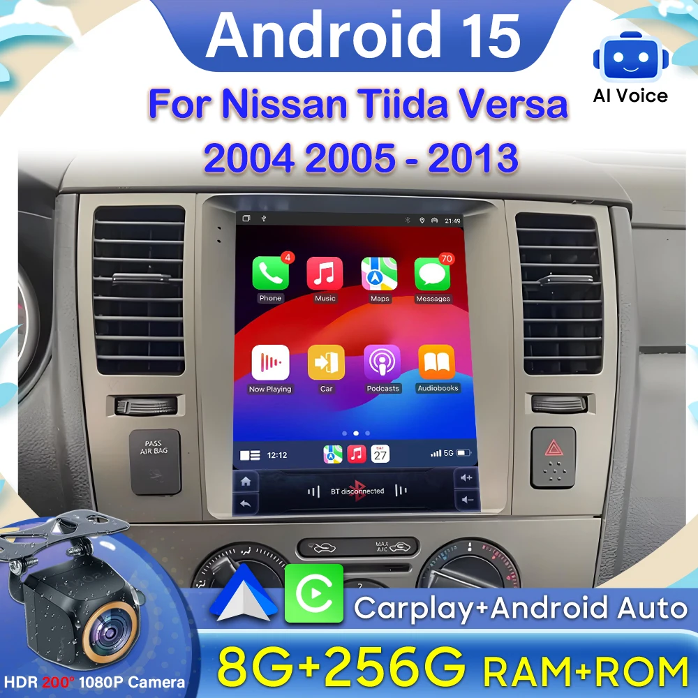 

Android Auto Carplay For Nissan Tiida Versa 2004 2005 - 2013 Video Car Radio GPS Navigation Screen DVD Screen 4G Wifi No 2din 2k