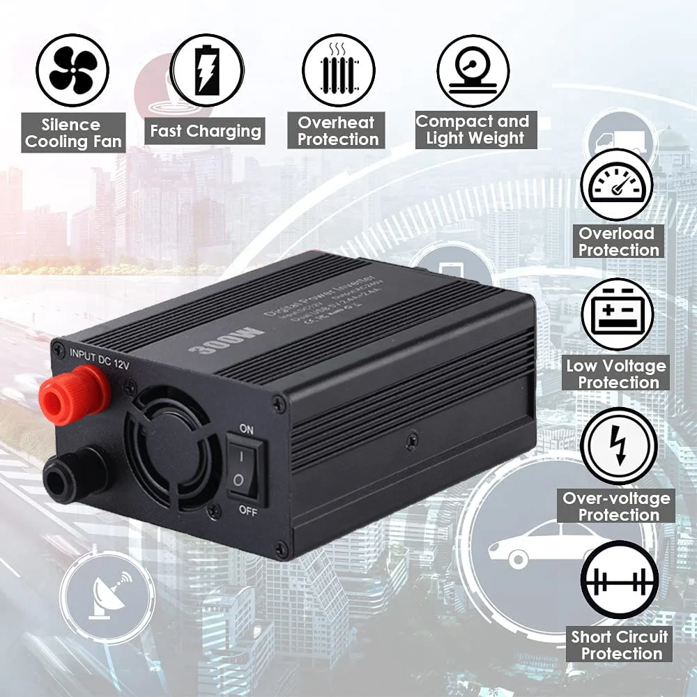 300W Power Inverter DC12V a AC220V 230V Power Converter Splitter doppio USB ricarica rapida Inverter di potenza per auto EU