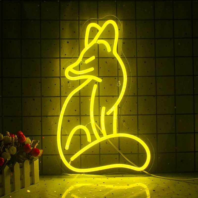 Wanxing Fox Pattern Led Neon Signs Light USB for Party Bar Club Restaurant Wall Hanging Neon Lights Wedding Christmas Decor