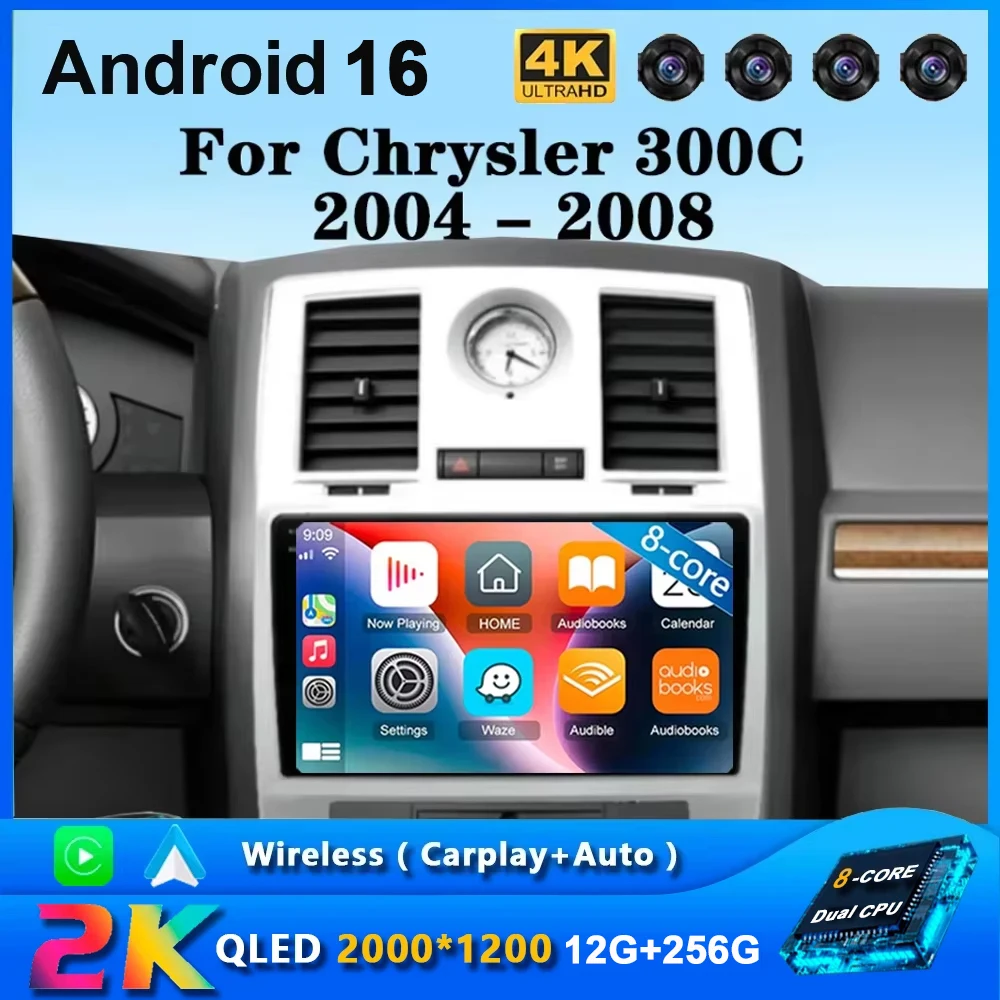 Android 16 12G+256G For Chrysler 300C Aspen 2004 - 2008 Car Radio Car Video Players CarPlay Android Auto GPS No 2 Din 2din DVD