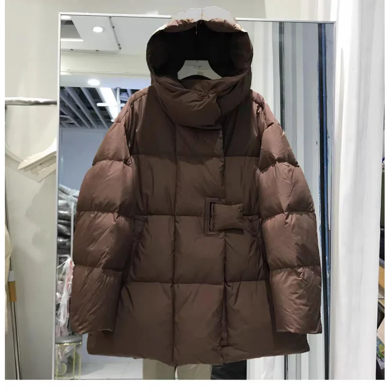 Veste en duvet de canard blanc pour femme, parkas épais et chauds, manteau ample surdimensionné, vêtements d'extérieur pour femmes, mode d'hiver chaude, 2024