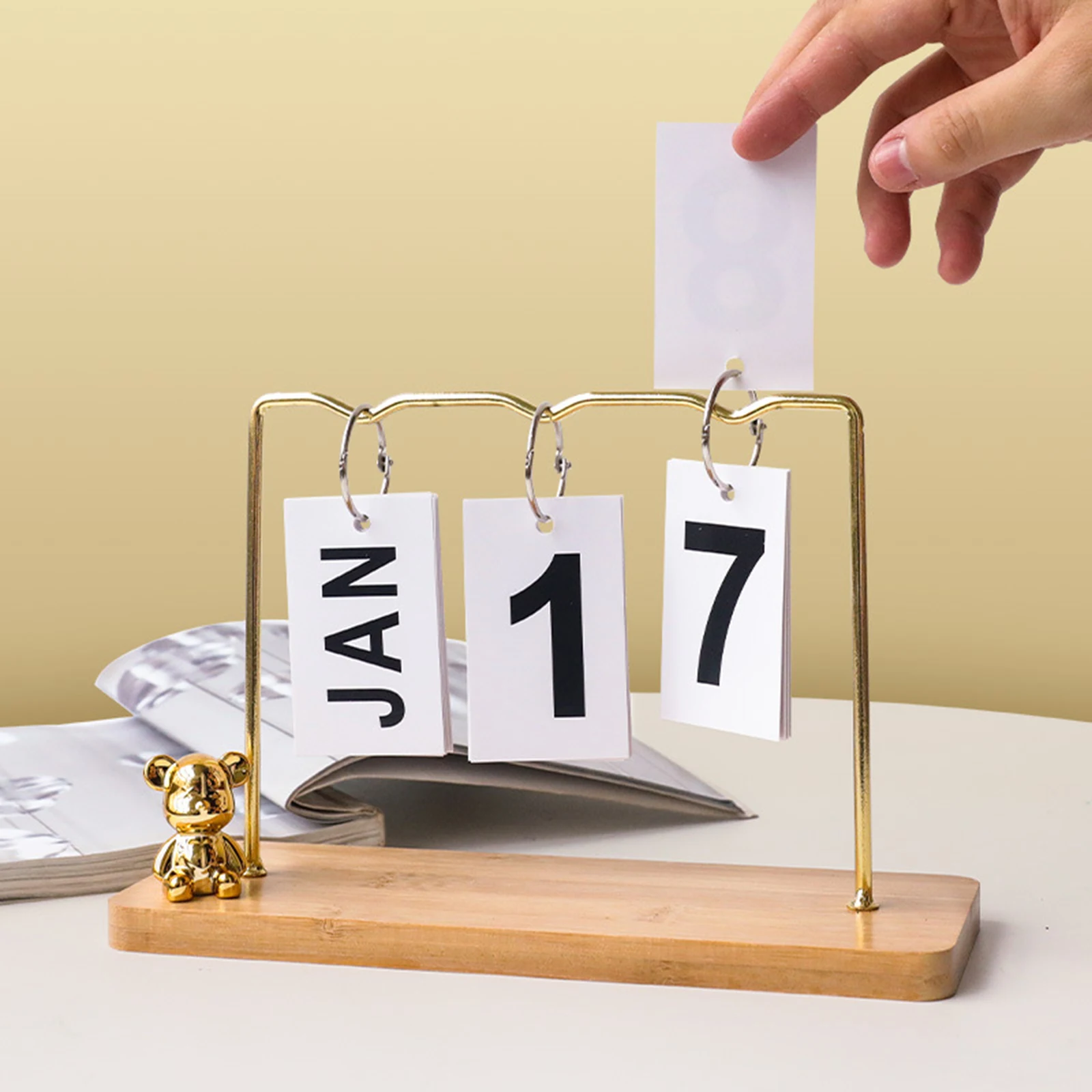 Desk Calendar Table Flip Perpetual Calendar for Decor Accessories Decorative Page Turning Standing Table Desktop Ornaments