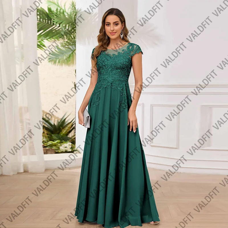 

Customized Long Dark Green Cap Sleeves Mother of the Bride Dresses for Wedding Party Dress Robe Mariage Invitee