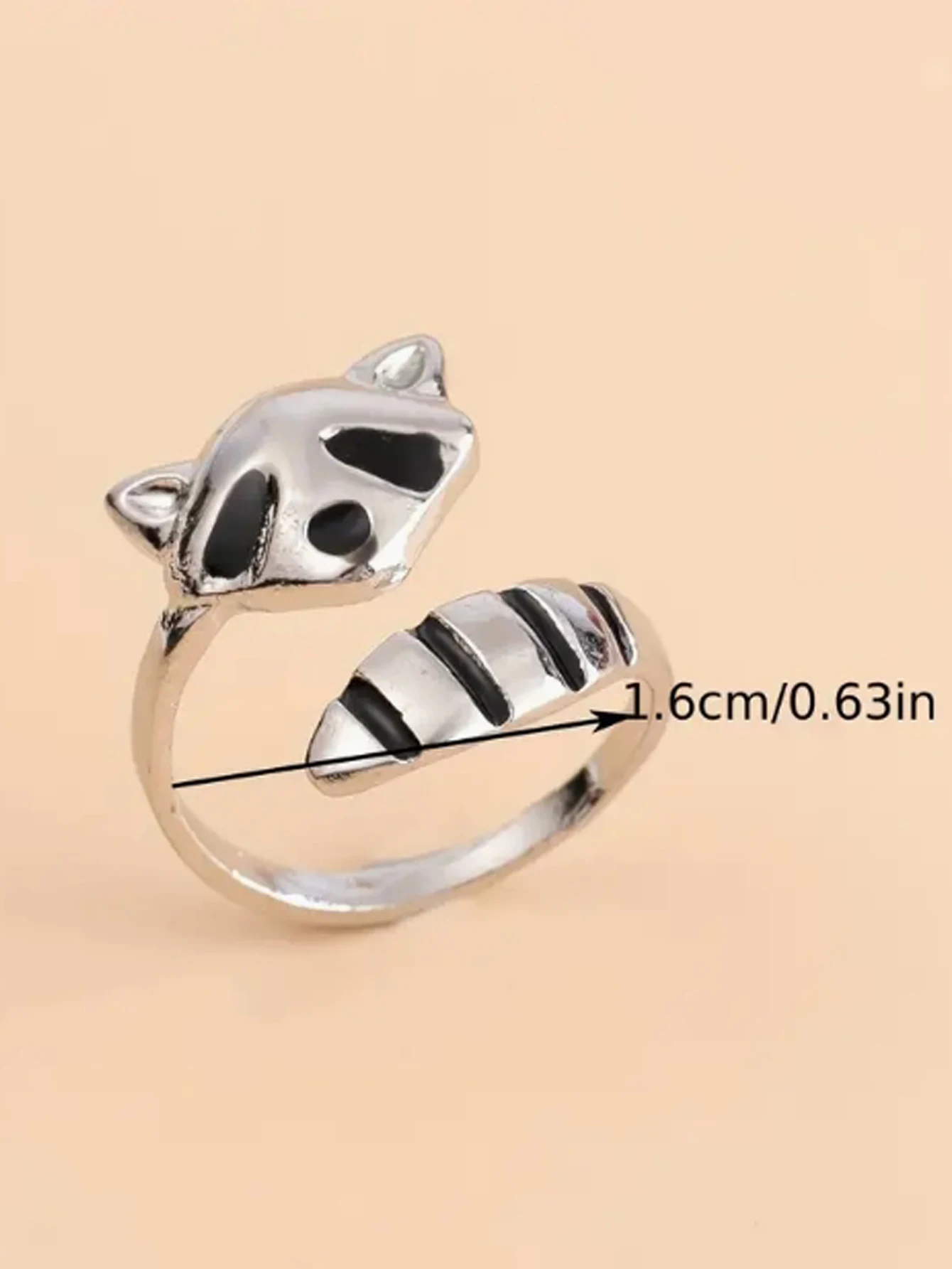 Vintage Raccoon Animal Design Open Ring Silver Plated Hand Jewelry For Women Girls Teen