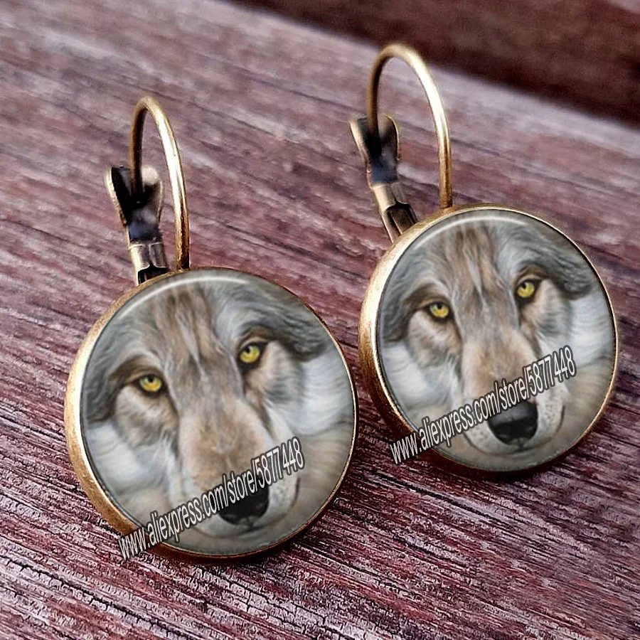 Earrings for Women Fashion Jewelry Butterfly Stud Earrings Zinc Alloy Sunflower Jewelry Glass Tree of Life and Wolf Earring