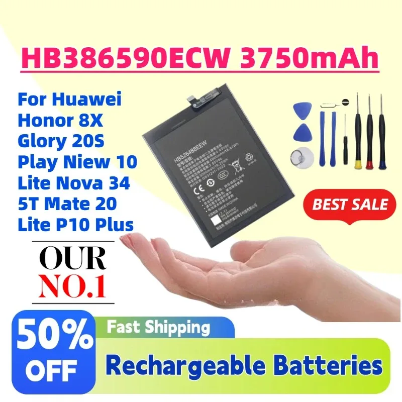 HB386590ECW ​3750mAh Replacement Phone Battery For Huawei Honor 8X Glory 20S Play Niew 10 Lite Nova 34 5T Mate 20 Lite P10 Plus