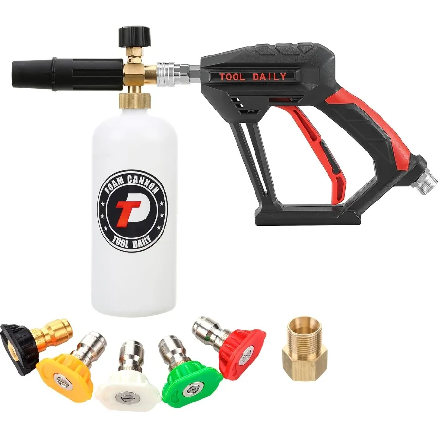 

Tool Daily Short Pressure Washer Gun with Foam Cannon and 1 4 Inch Quick Connector for Efficient Cleaning Applications Includes