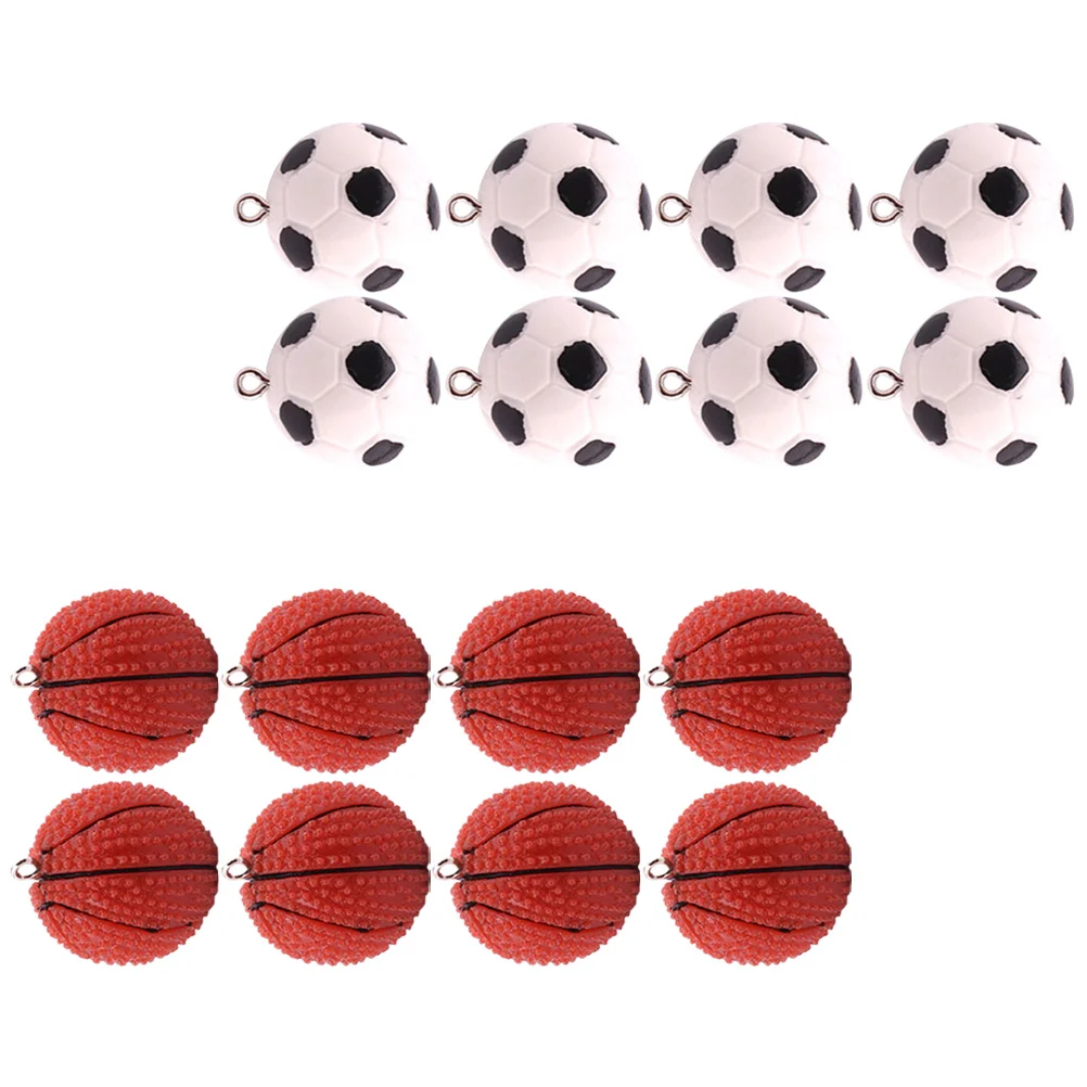 16 Uds. De dijes de balón de fútbol, colgante de baloncesto y fútbol, accesorios para hacer manualidades, pendientes