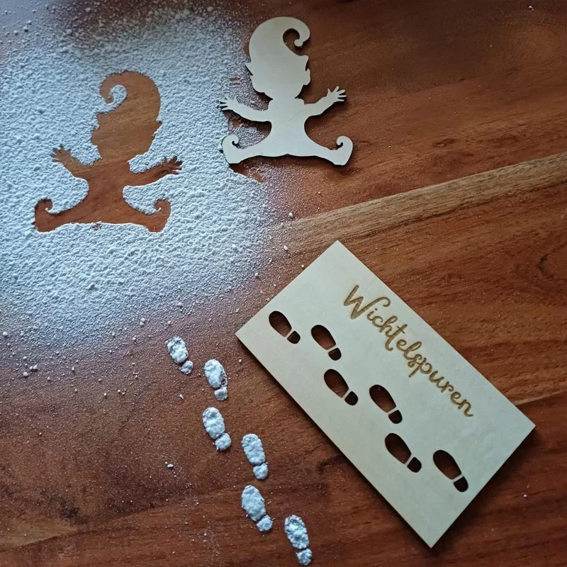 Christmas Gnome Shape Wooden Stencil Footprints Template Xmas Tree Ornament Gnome Elf Footprint Christmas Window Floor Decor