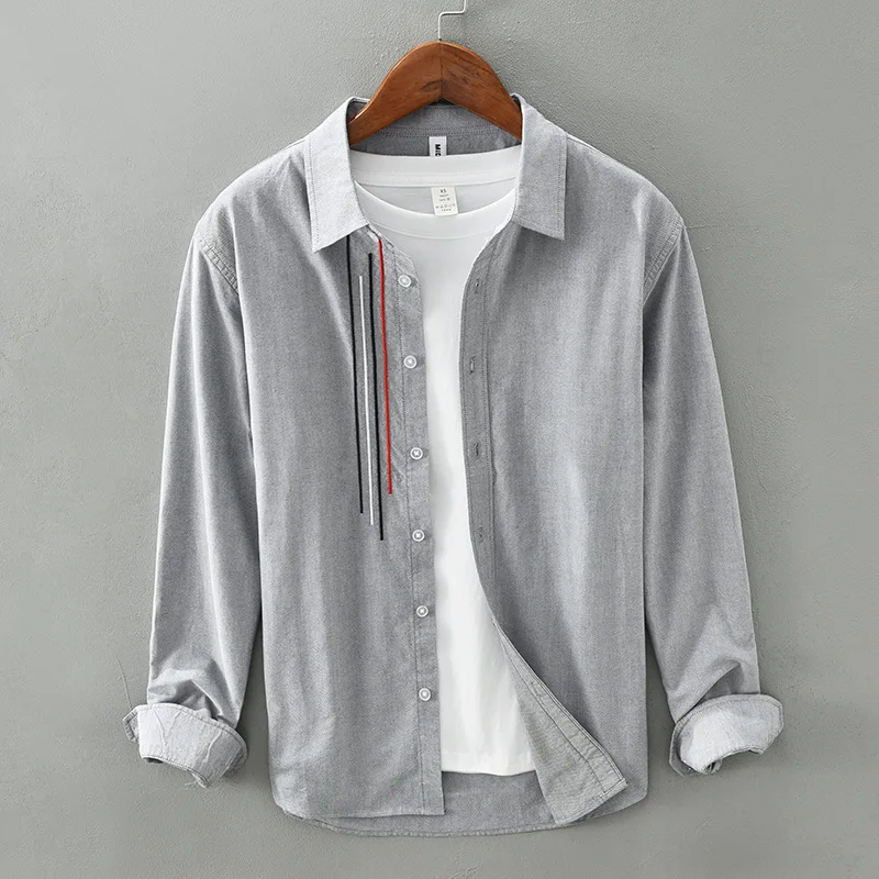 

Men's Casual Long Sleeve Cotton Shirt Pure Cotton Loose Fit Style Korean Version Autumn Fashion Versatile Outerwear Coat
