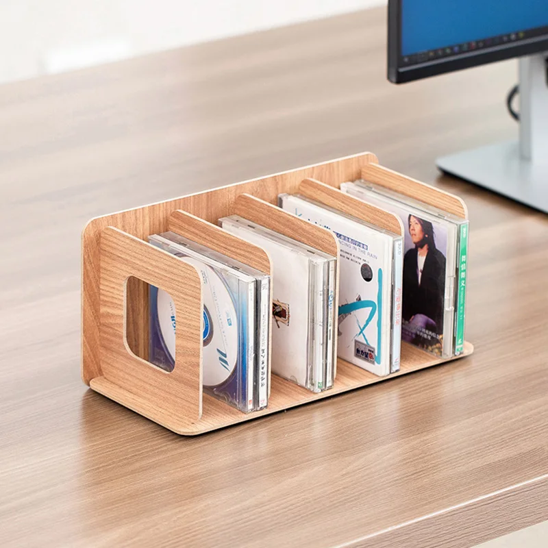 Cd Rek Hout Ontvangst Creatieve Display Rack Dvd Film Rack Cd Kast Opbergdoos Bureau Thuis Organisator Woonkamer Opslag
