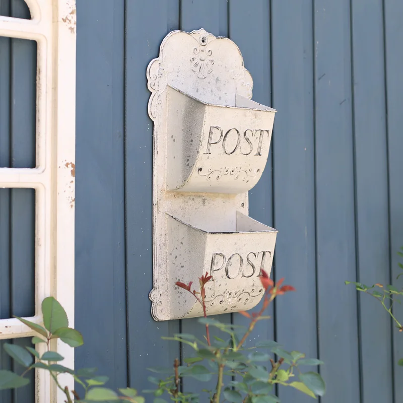 Wall Mounted Mailbox Letter Box French Rural Style Leaving Message Farmhouse Post Garden Decoration Crafts