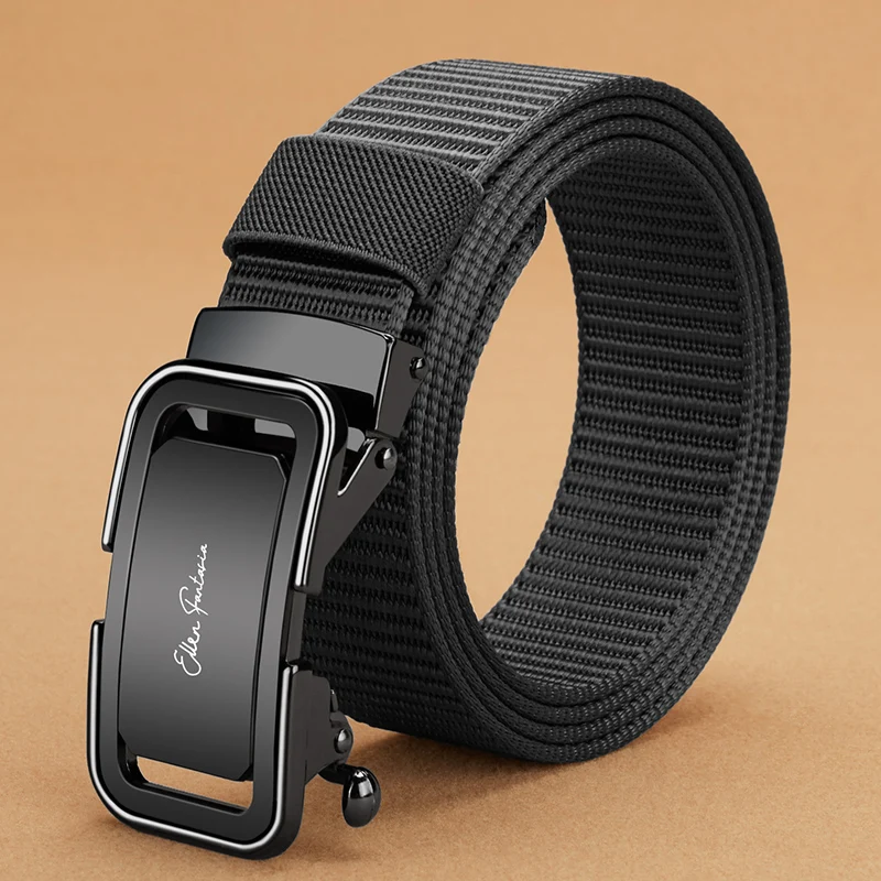 Fashion Men's Belt, Alloy Automatic Buckle, Canvas Belt, Sports Belt, Large Size 110-160cm Can Cut Belt, Men's Automatic Belt