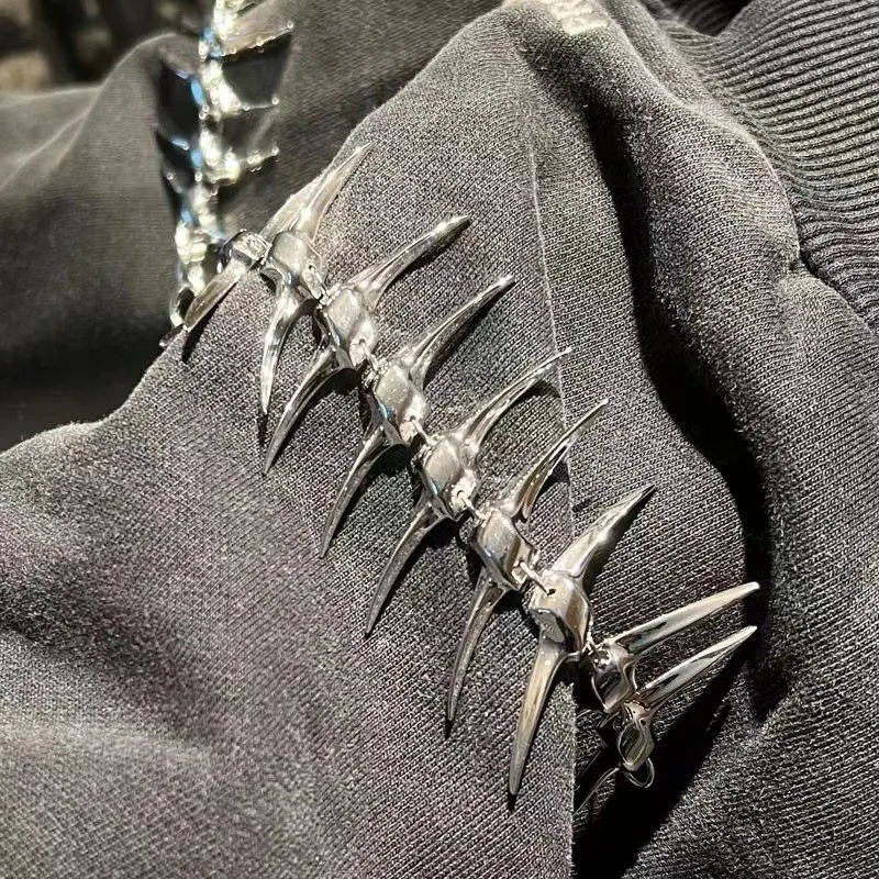 المبالغة الأصلي شوكة سبايك عظم السمك مخروط الهيب هوب قلادة قلادة للرجال النساء الأشواك سلسلة طويلة الشرير بيان مجوهرات