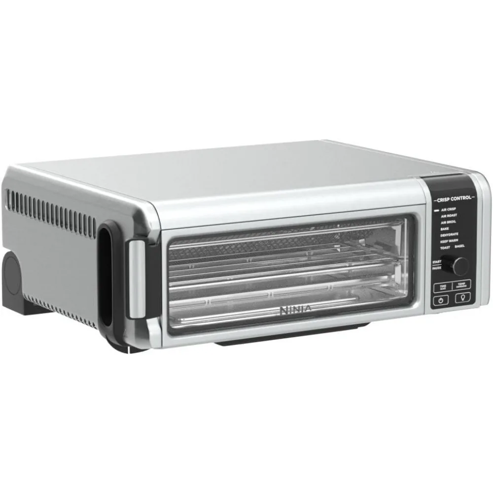 Forno de bancada digital Air Fry, função 8-em-1, flip up, capacidade de espaço de armazenamento ausente, com cesta de fritar a ar