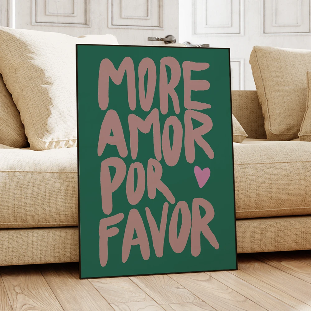 Modern Eclectic More Amor Por Favor Sunshine Quotes Wall Art Prints Canvas Painting Poster Pictures For Living Room Home Decor