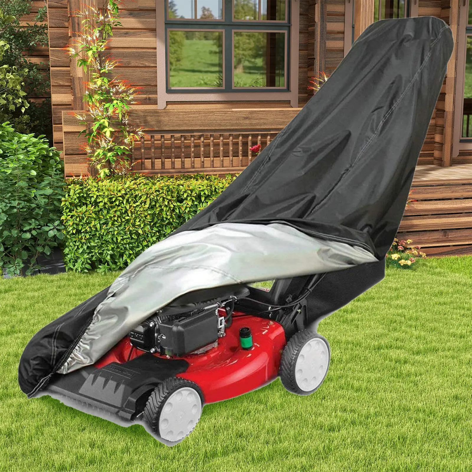 Outdoor Lawn Mower Cover Premium Heavy Duty with Drawstring Push Mower Cover