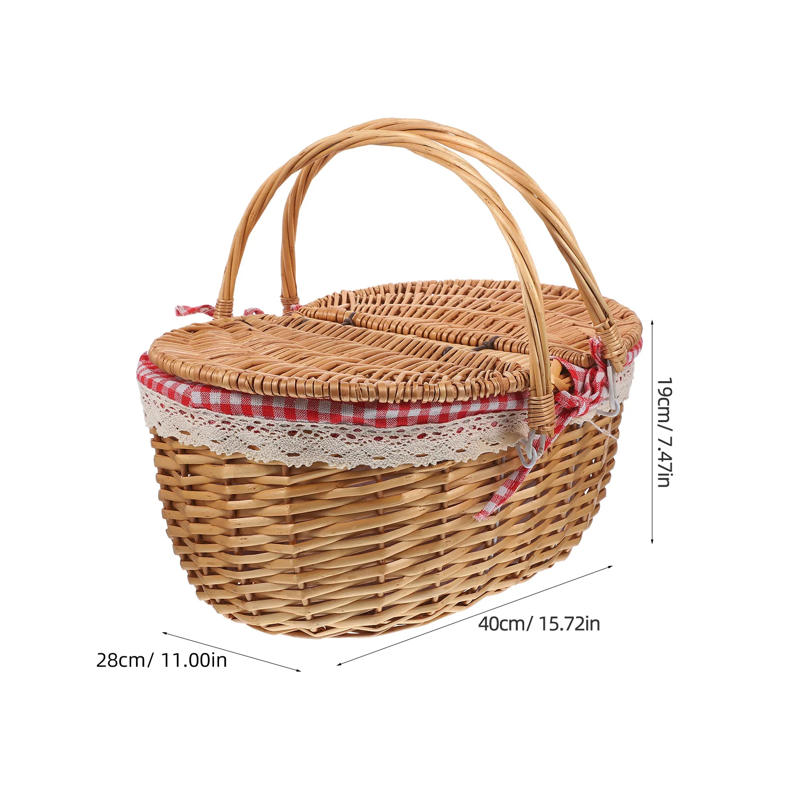 Stylish Rustic Picnic Basket Handcrafted Wicker Woven Storage Basket with Handles for Wedding Party
