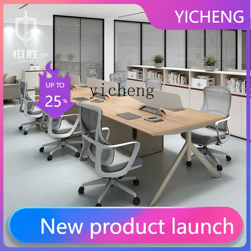 

B-4 six-person desk staff station table double sitting office table and chair combination office furniture