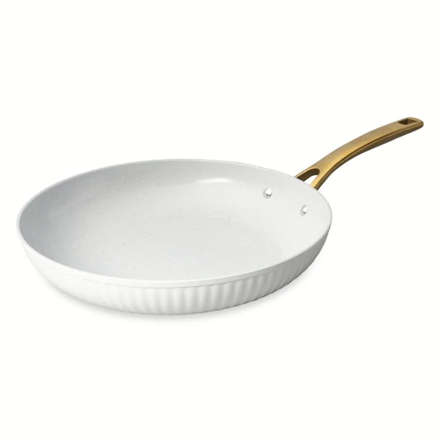 

Thyme and Table 12" Non-Stick Signature Ribbed Fry Pan- White and Gold