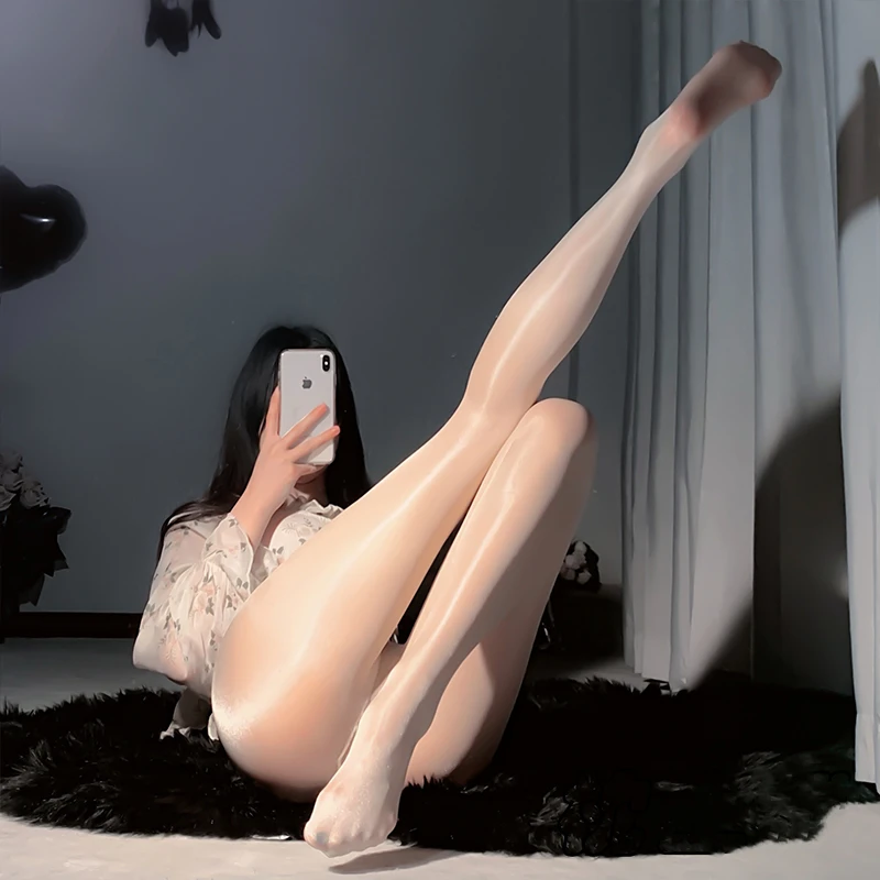 T type Open Crotch Sexy Oily Pantyhose for Women Underwear Cos Anime Silk Transparent Stocking Women's Legging Thigh High Tights image 3