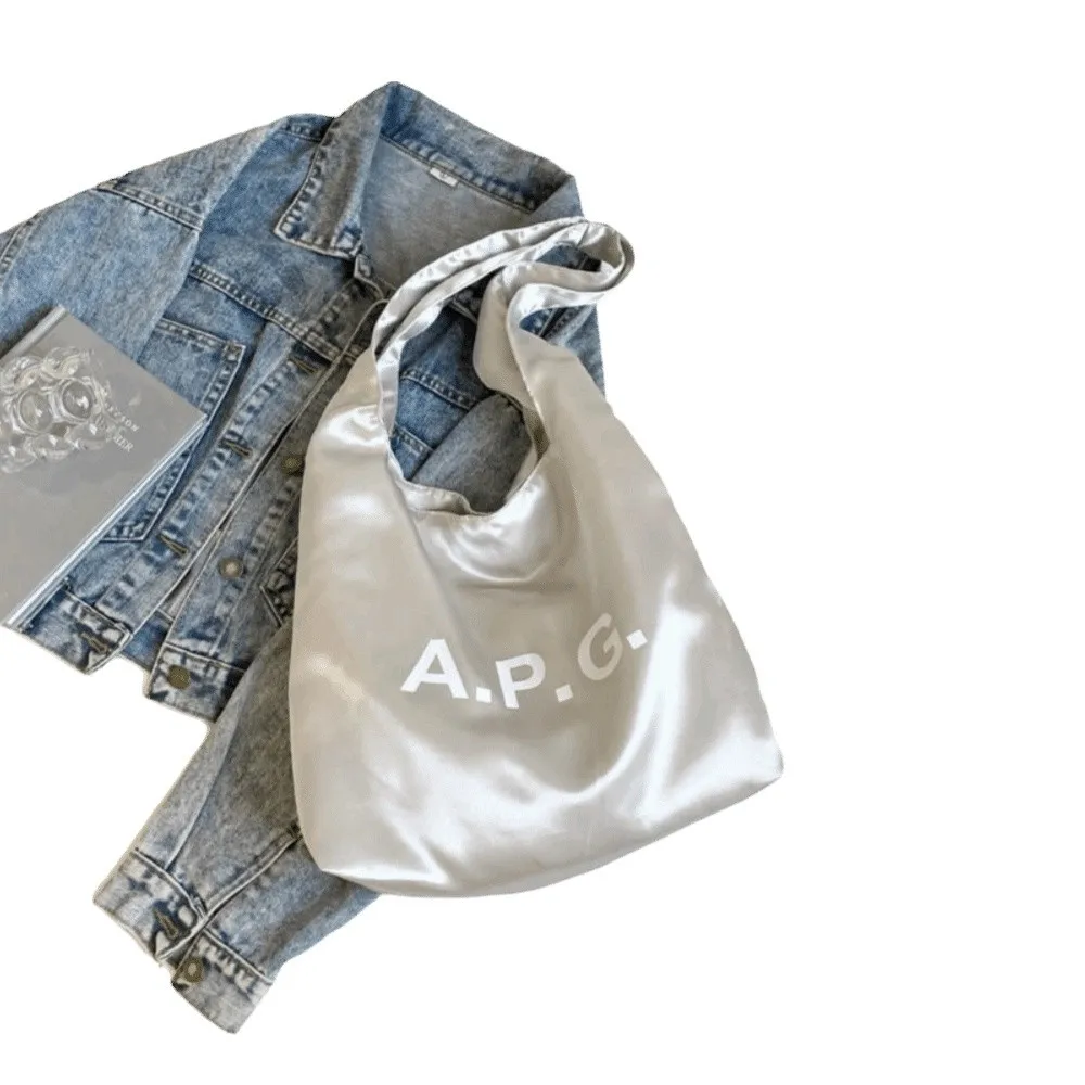 

Атласная сумка через плечо в девичьем стиле, атласная перламутровая кремовая сумка-тоут в корейском стиле, милая японская сумка в стиле балета