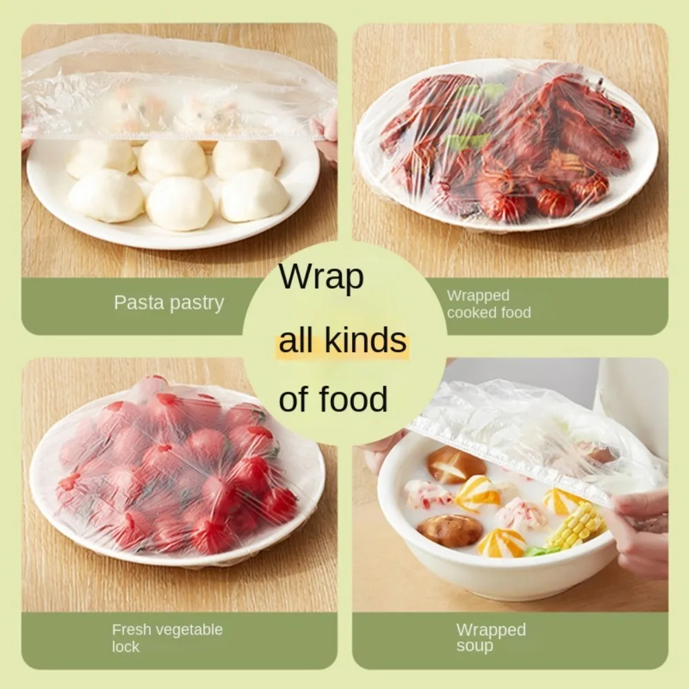 100 قطعة غطاء تغليف من البلاستيك الأبيض التفاف مرونة الفم حفظ الطازجة غطاء للطعام القابل للتصرف أكياس بلاستيكية لخضروات الفاكهة