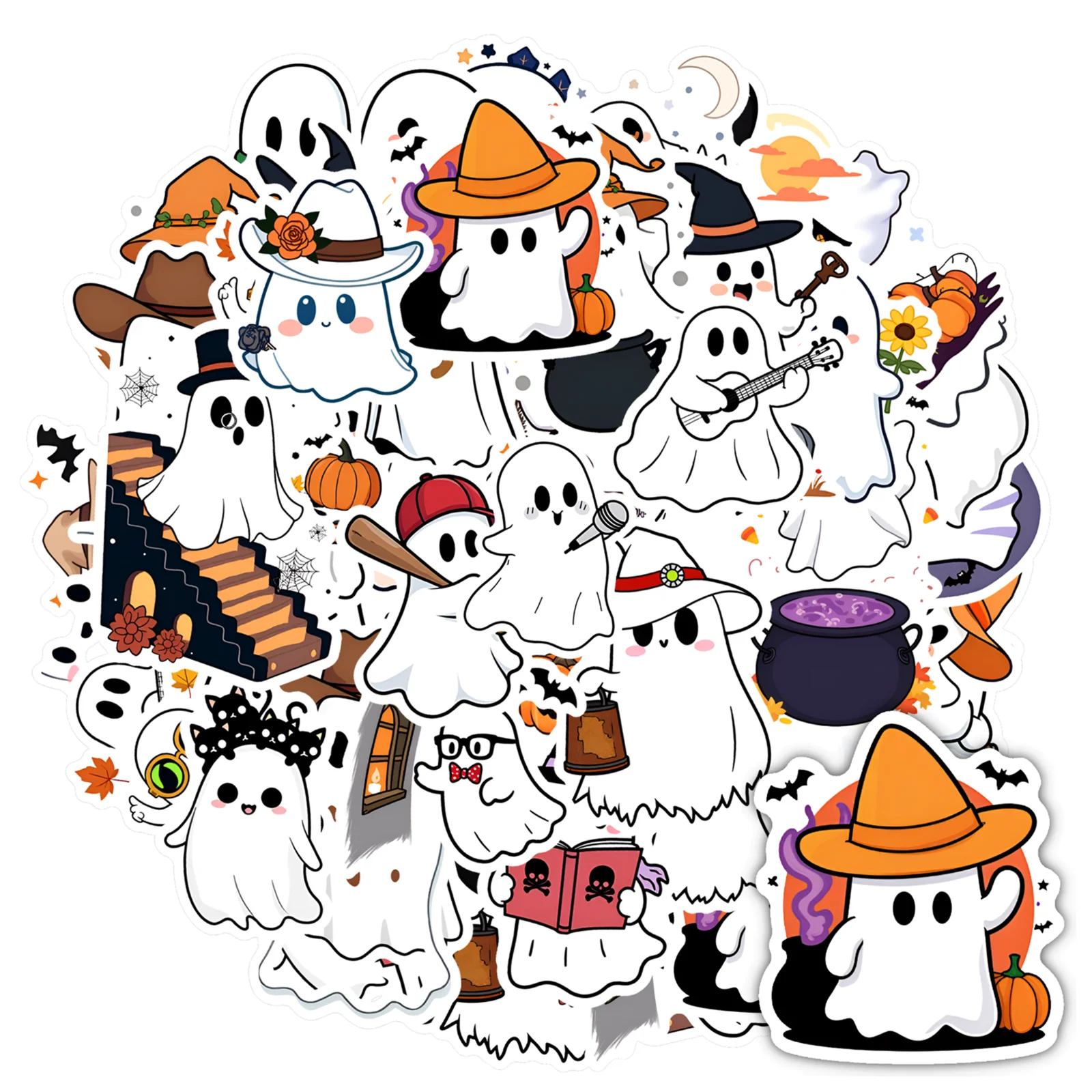 

35 шт.-50 шт., забавные наклейки с призраками, наклейки с рисунком ведьмы, граффити, наклейки для ноутбука, мотоцикла, багажа, телефона, ноутбука