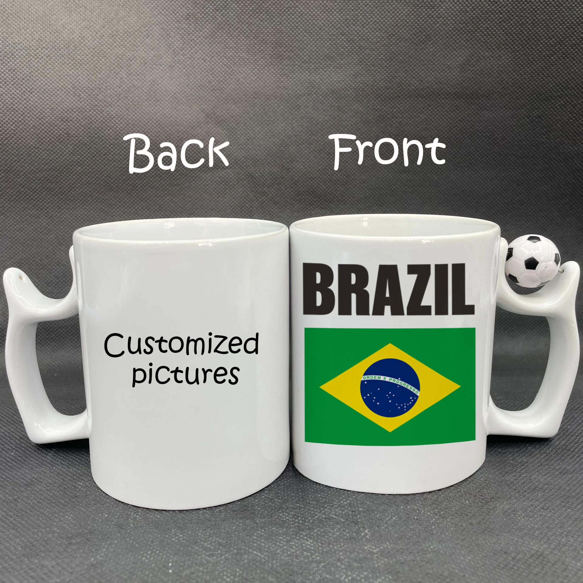 A DIY Brazil Flag Football Coffee Cup 11oz Funny zq Ceramic Coffee Football Fans Memorial Cup Handle Tea Cup Drink Cup