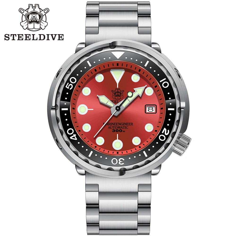 STEELDIVE Official SD1975 Fashion Tuna Watch Automatic Dive Stainless Steel 300m Water Resistant Ceramic Bezel Sport Wristwatch