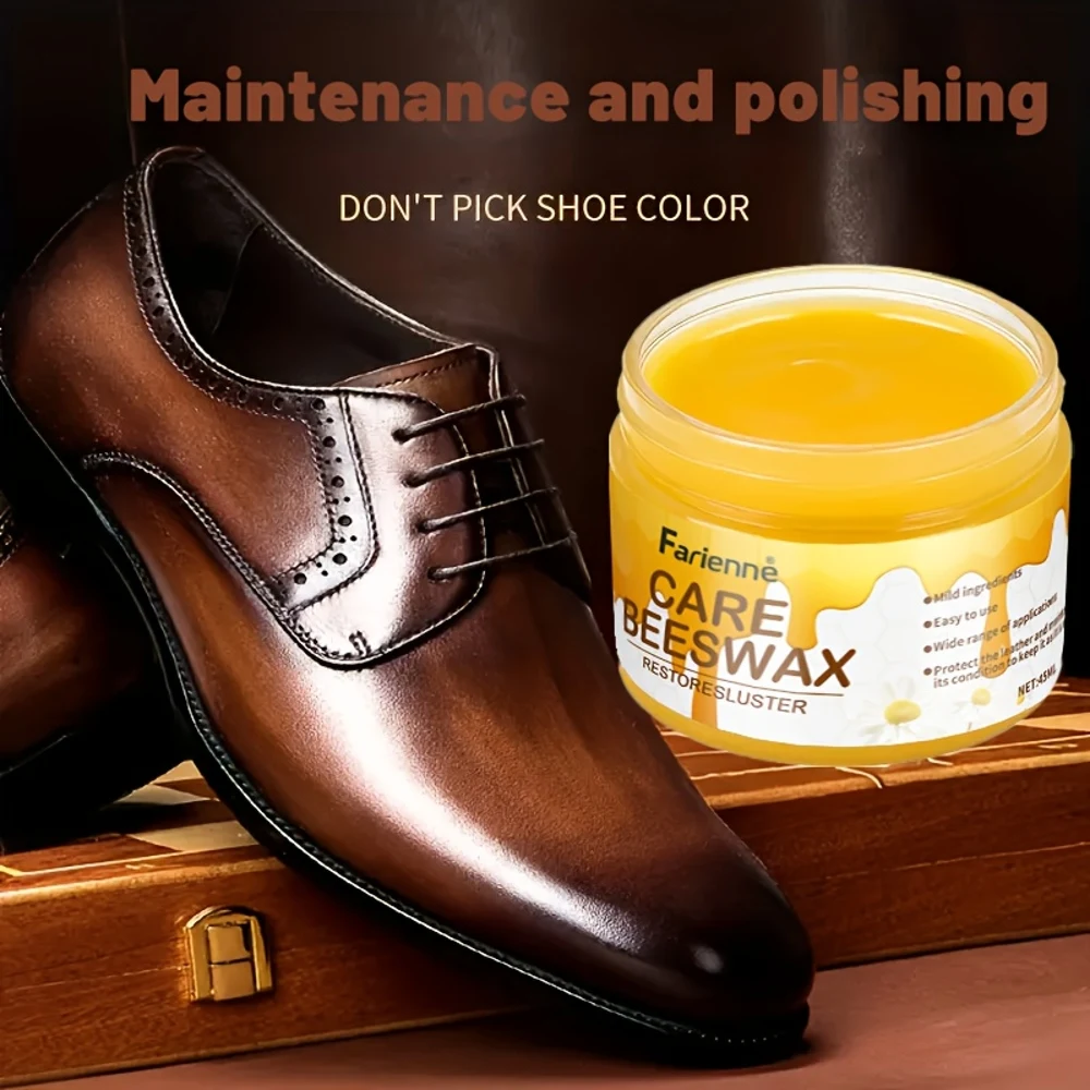 Kit de cuidados com sapatos – adequado para polimento e manutenção de superfícies de couro artificial, cera de abelha premium para várias cores