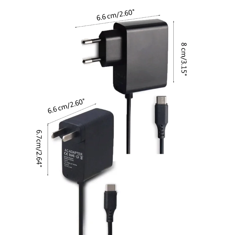 Caricatore adattatore CA con spina EU/US da 15 V a ricarica rapida per Nintendo Switch OLED da viaggio a casa di ricarica tipo C alimentatore USB