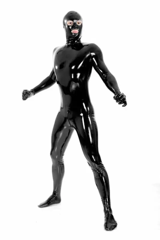 

100% Latex Gummi schwarz sexy Mode lässig Cosplay Damen Bodysuit 0,4 mm S-XXL halloween party