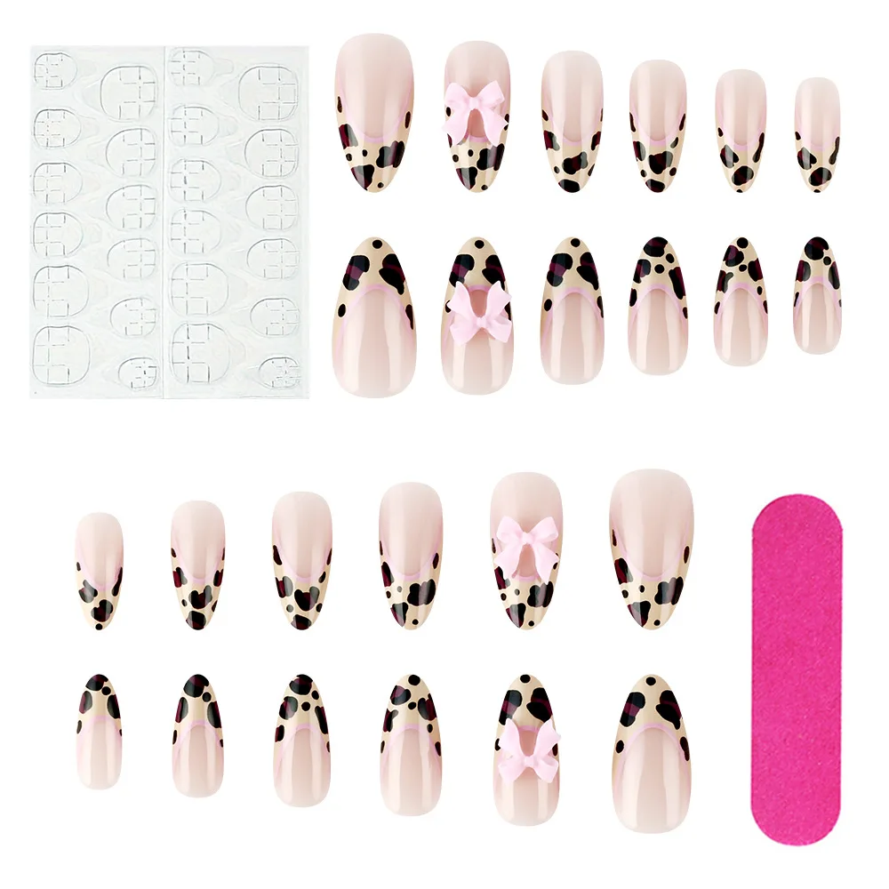 24 pçs estilo francês unhas falsas blush rosa amêndoa imprensa em unhas escultura flor ouro diamante design falso prego bailarina manicure