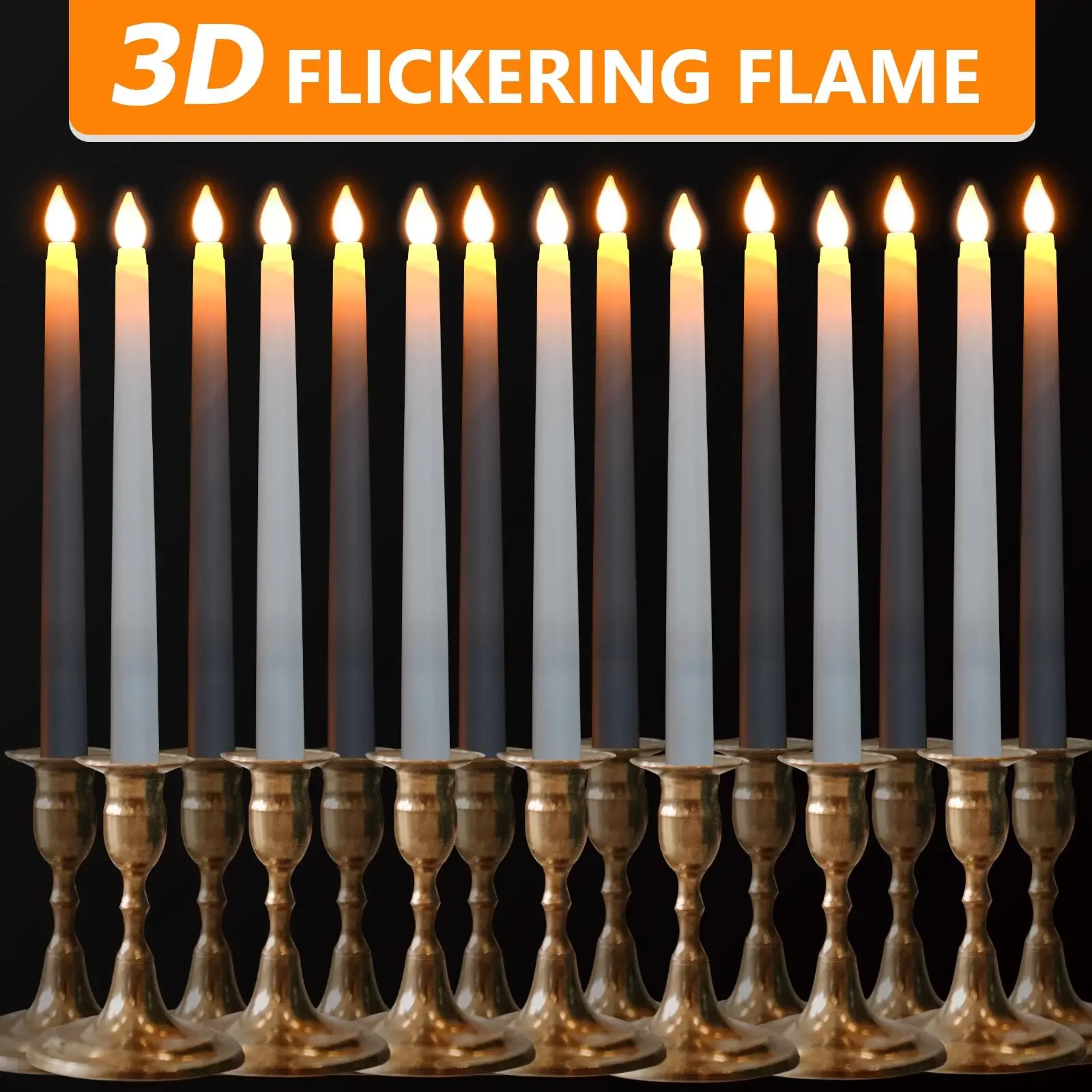 6-120Pcs Flameless Taper Candles Led Candle Flickering Candlesticks with Remote and Timer for Wedding Church Christmas Decor