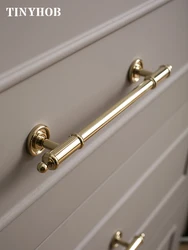 French Style Solid Brass Knobs Bright Gold T Bar Handles Drawer Pulls Kitchen Cabinet Knobs and Handles Furniture Hardware